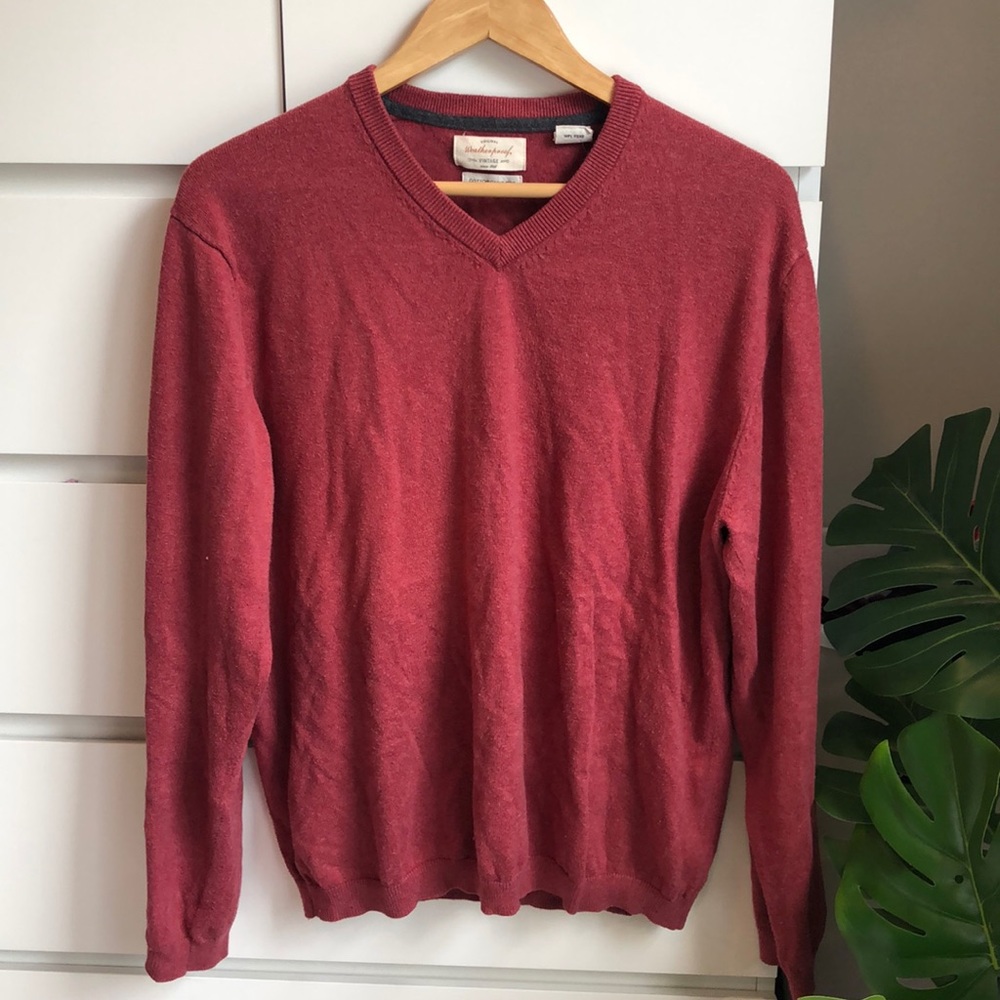 Vintage style cotton cashmere blend v-neck